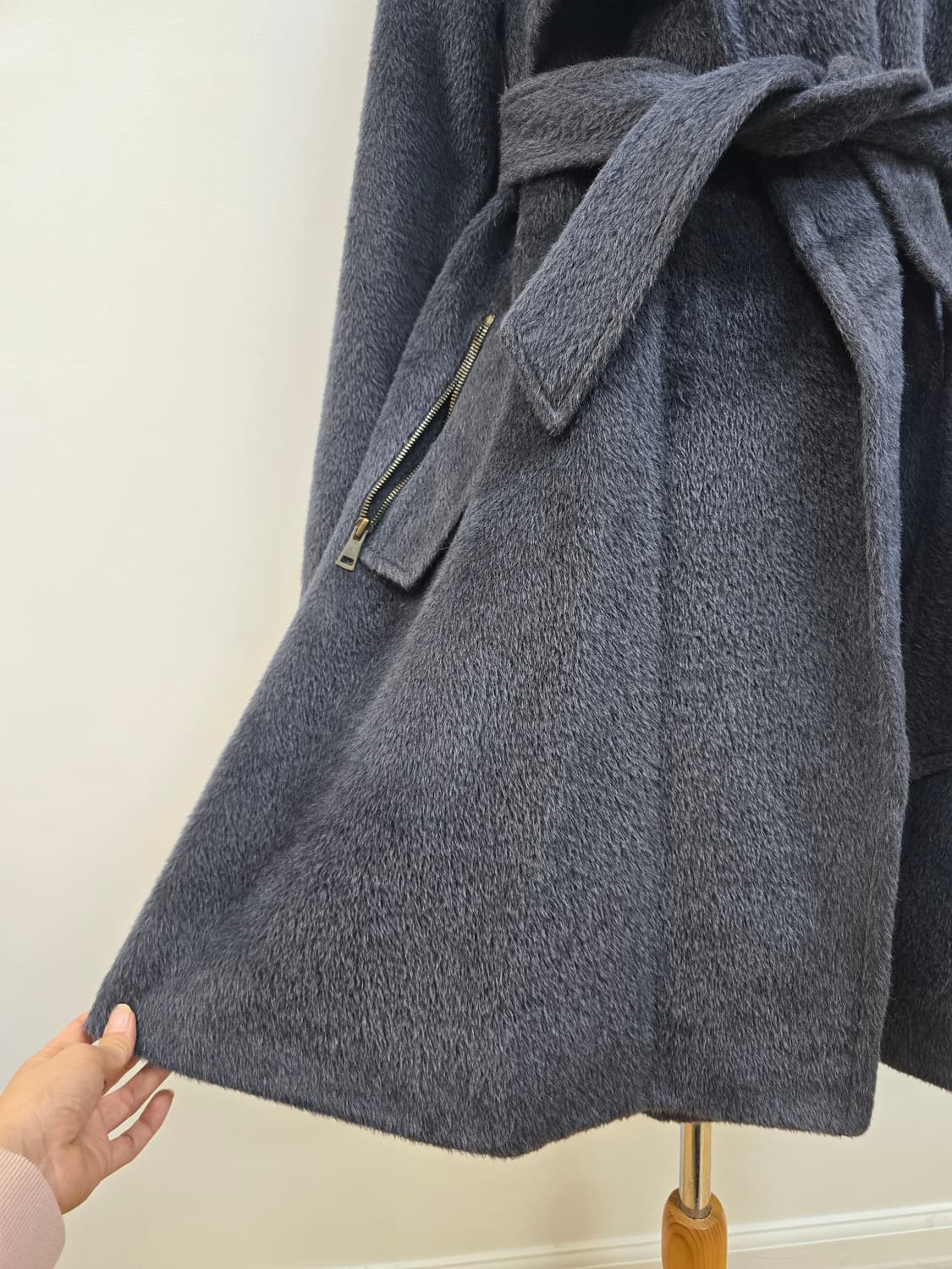 한섬 타임 양모100%(라마50%) 벨티드 코트 상품이미지7