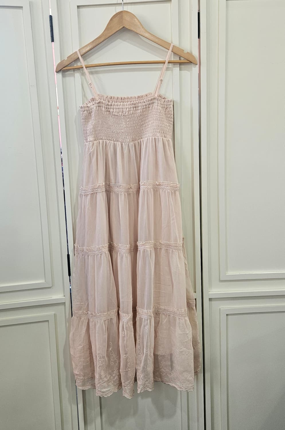 콜자(COLZA) 핑크 스모크 캉캉 레이스 롱 원피스 상품이미지5