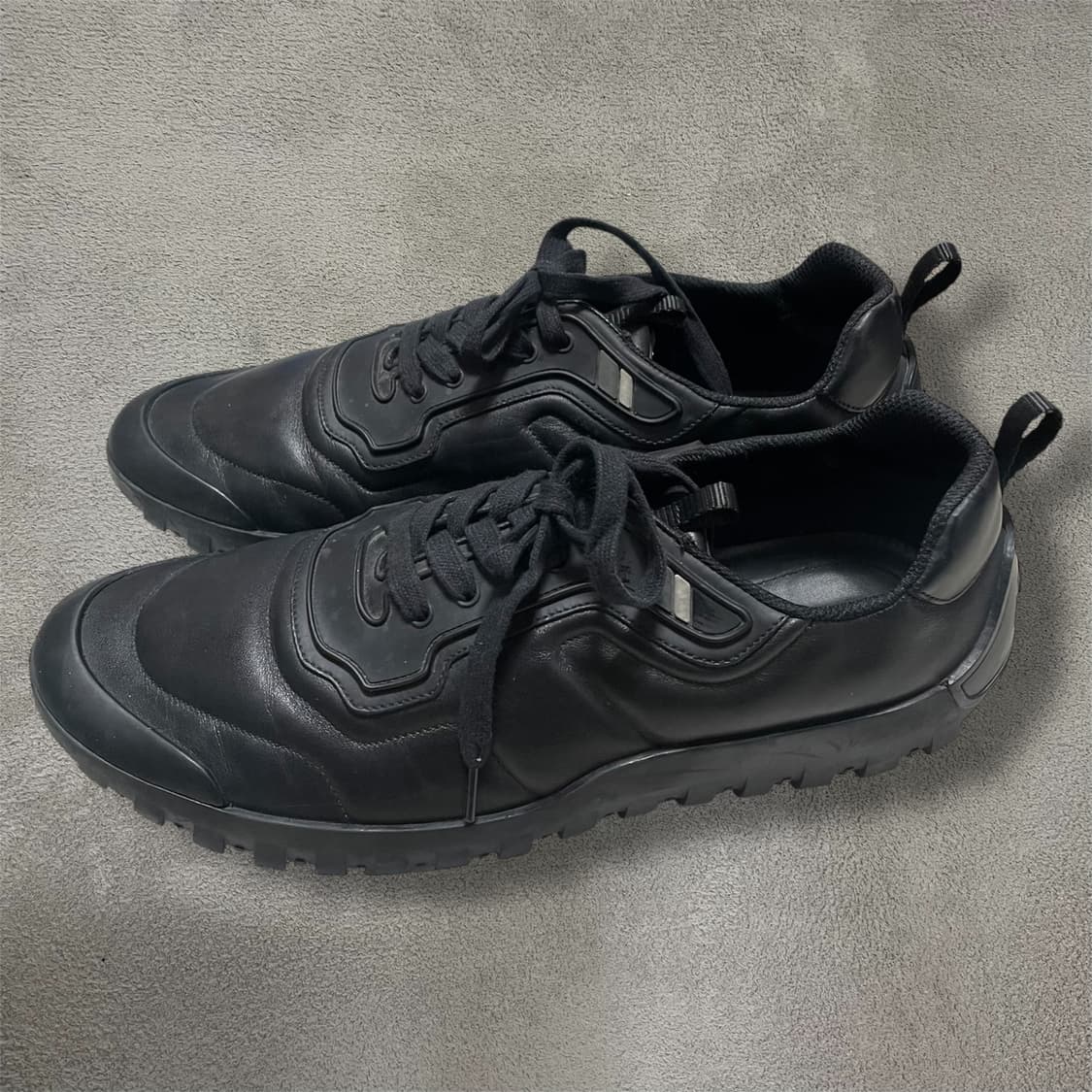 275~280) 프라다 스포츠 레더 가죽 스니커즈 신발 블랙 상품이미지3