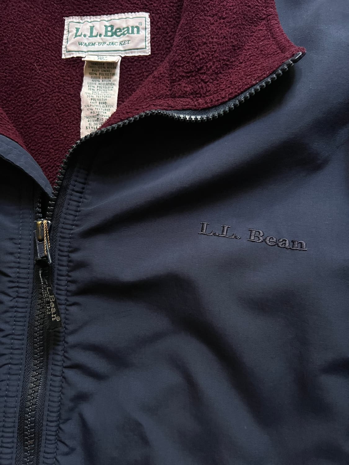 [L]90's 엘엘빈 USA 플리스 라이닝 네이비 웜업 자켓 상품이미지3