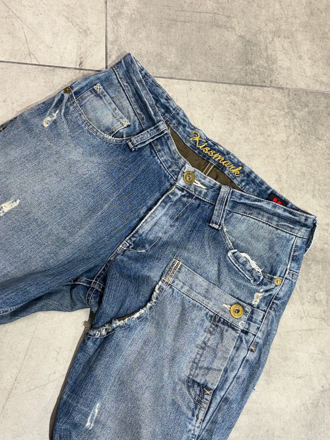 Kissmark 데미지 워싱 데님 팬츠 바지 상품이미지4
