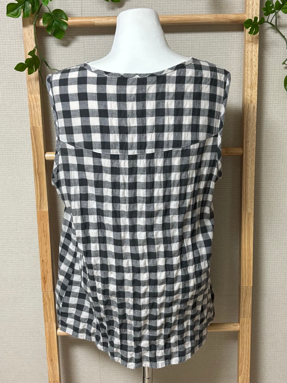 빈티지 내추럴 체크 민소매 블라우스🖤 상품이미지5