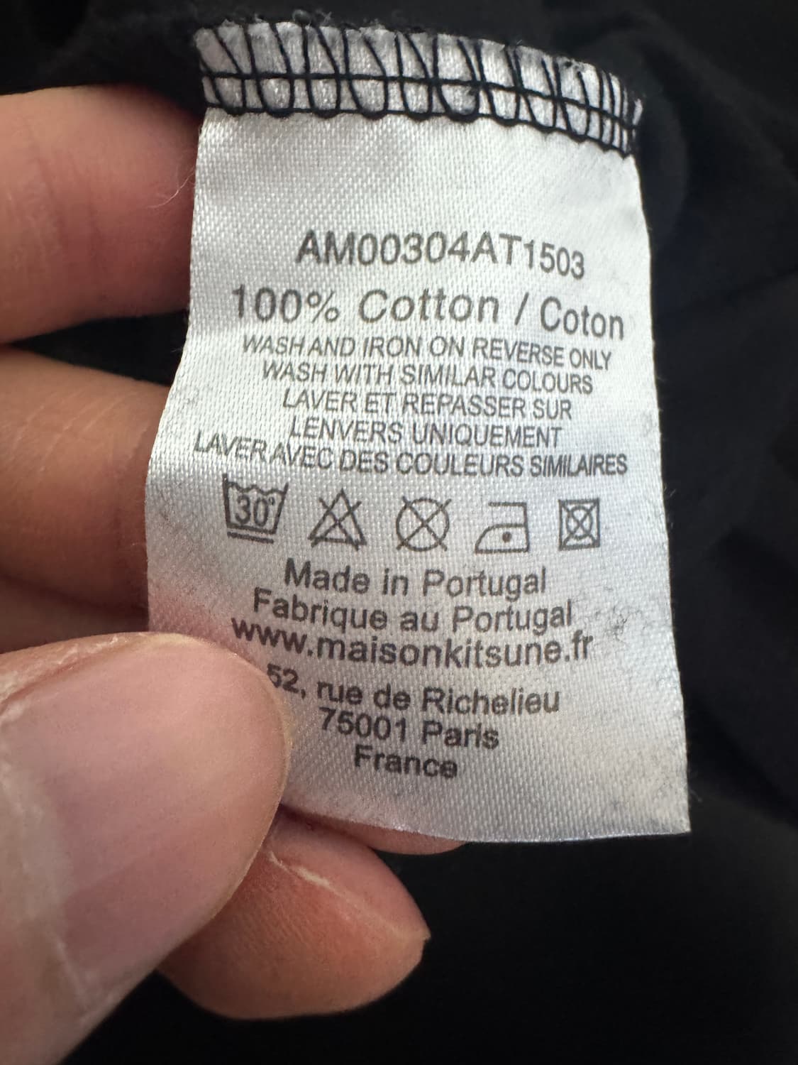 정품!! 여성 일본 메종키츠네 트리컬러 폭스 반팔 티셔츠 S 블랙 상품이미지4