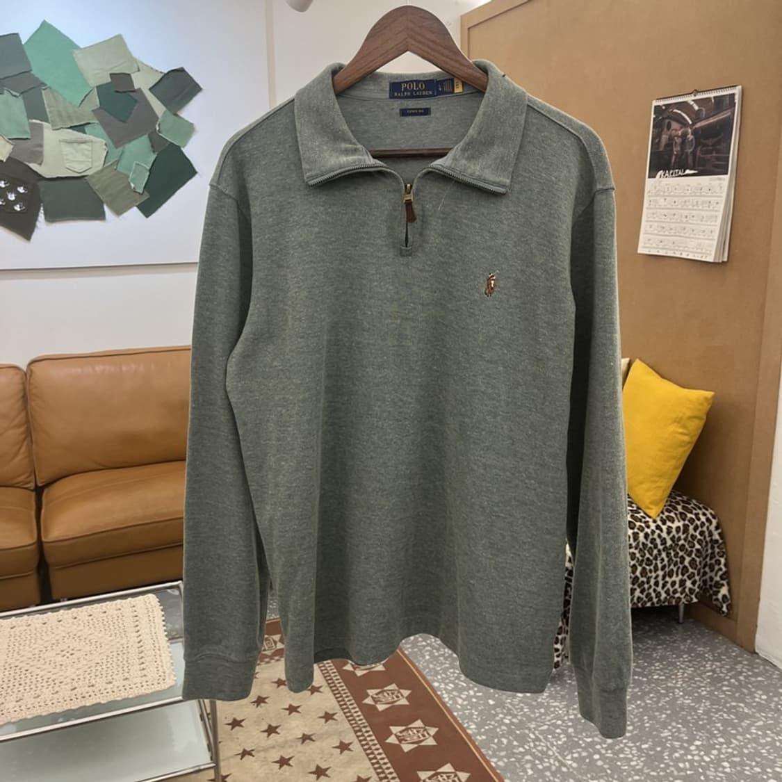 폴로 랄프로렌 빈티지 피스타치오그린 반집업 니트 L C10452 상품이미지3