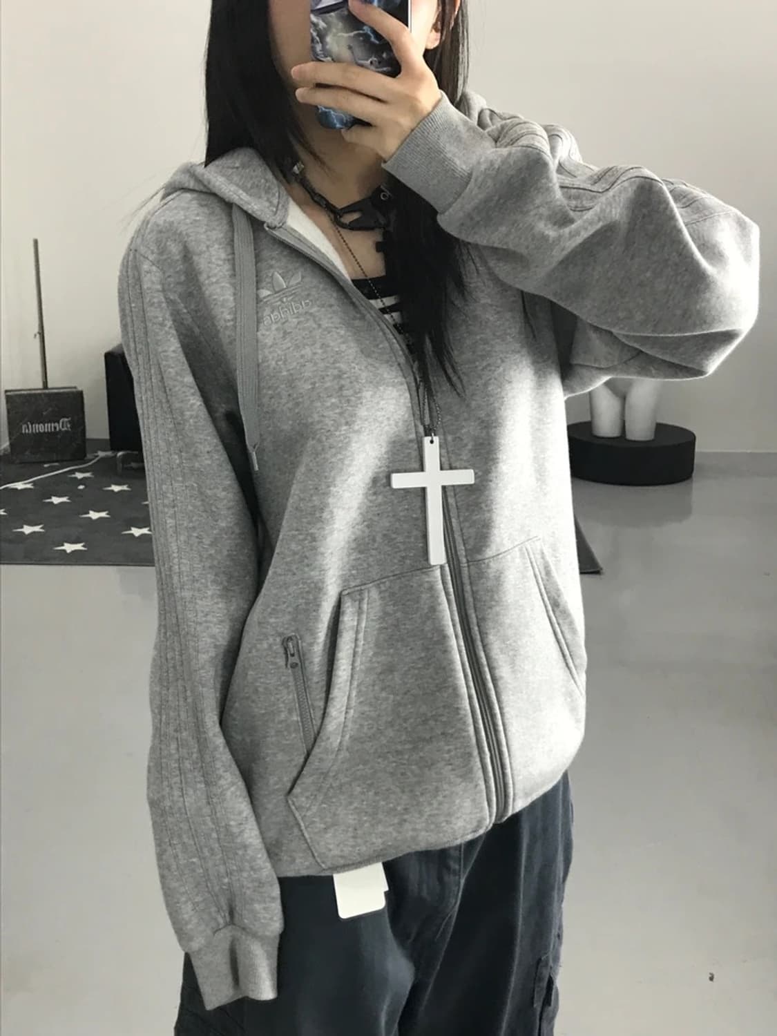 아디다스 그레이 후드집업 상품이미지2