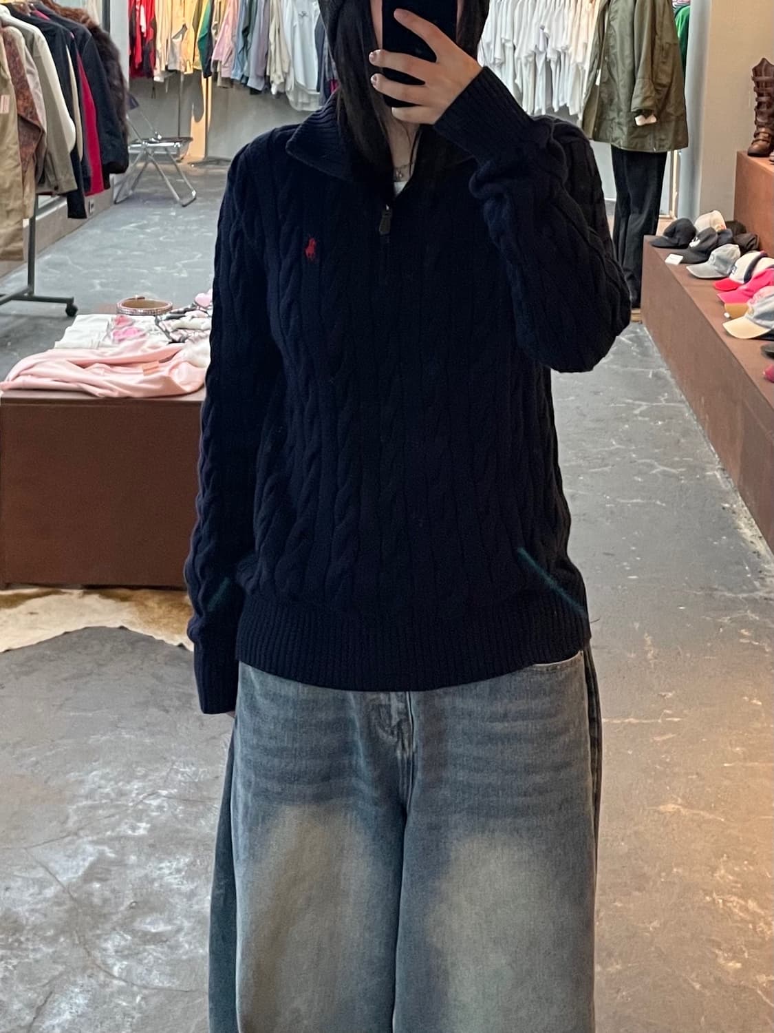 폴로 랄프로렌 네이비 반집업 니트 H1896 상품이미지1