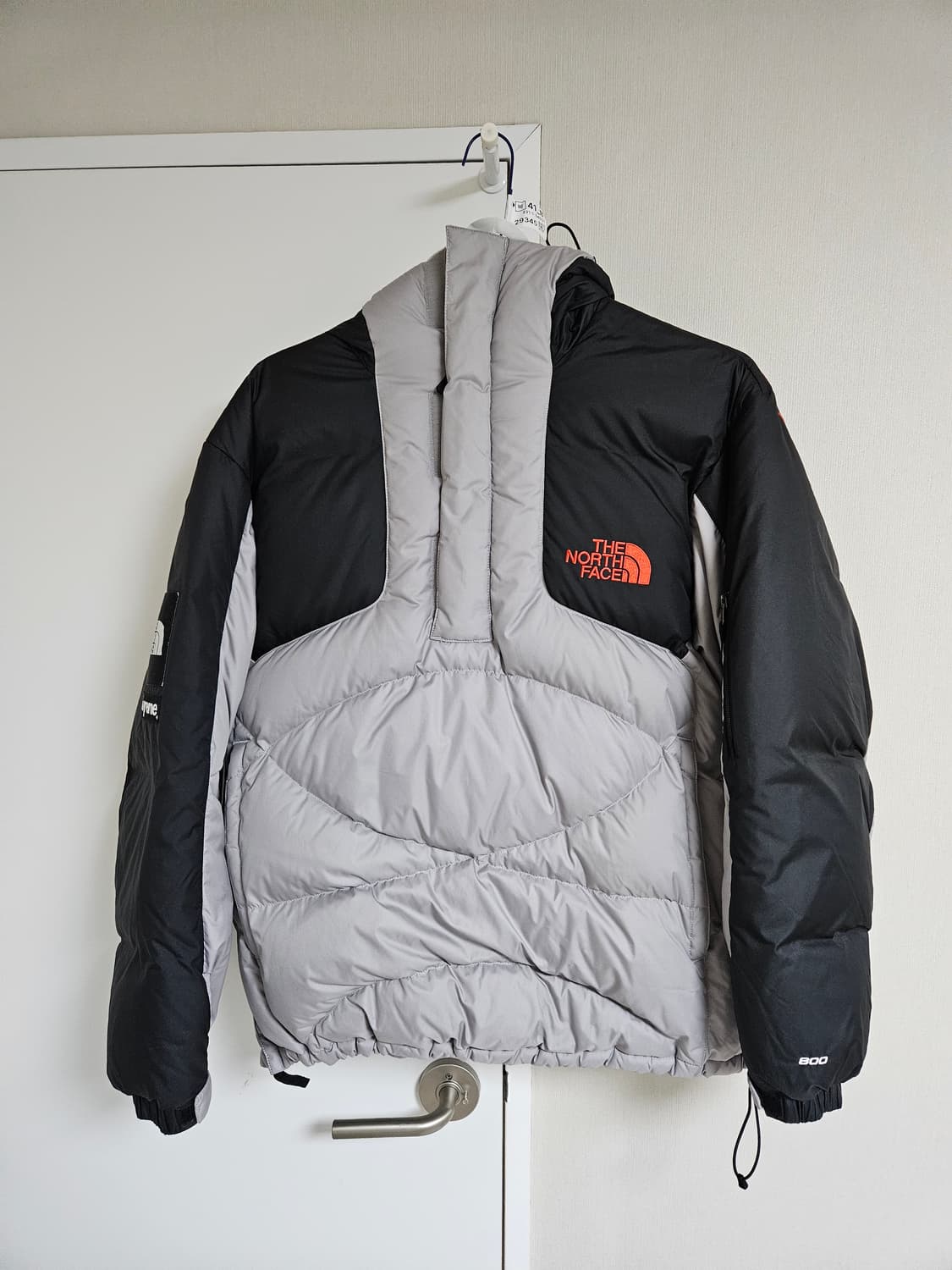 슈프림 x 노스페이스 800필 하프집 풀오버 패딩 그레이 L 상품이미지5