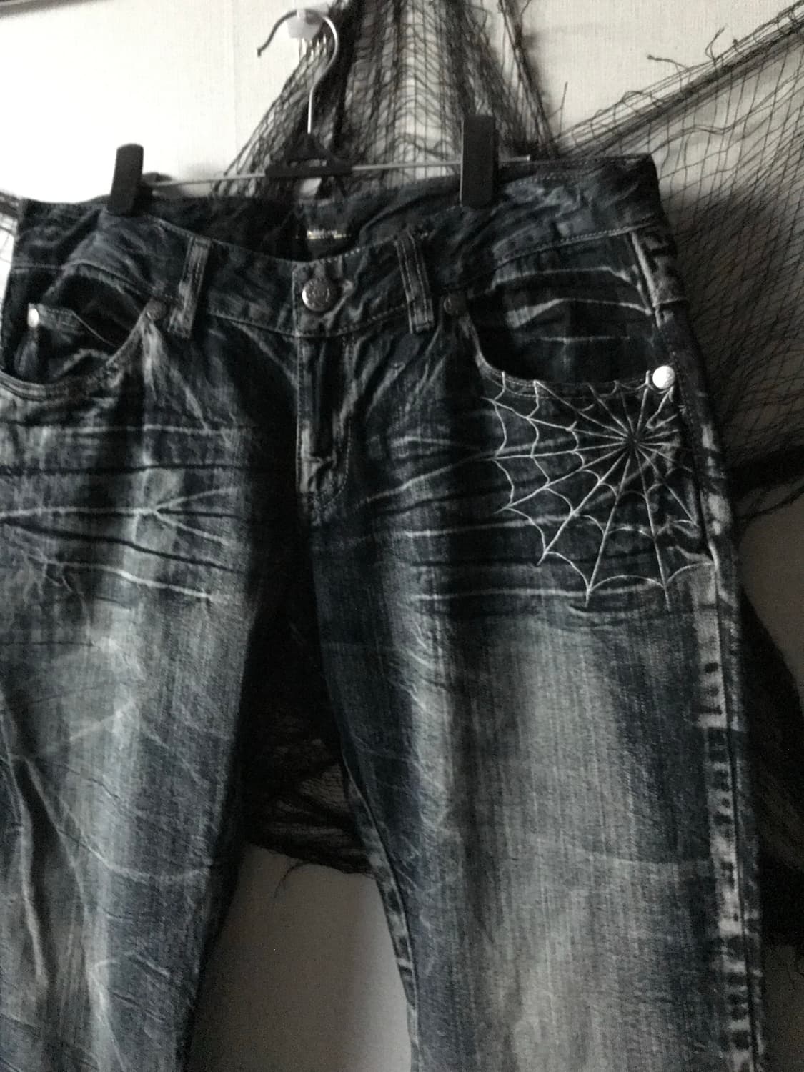 Punk net embriodery printing jeans 상품이미지2