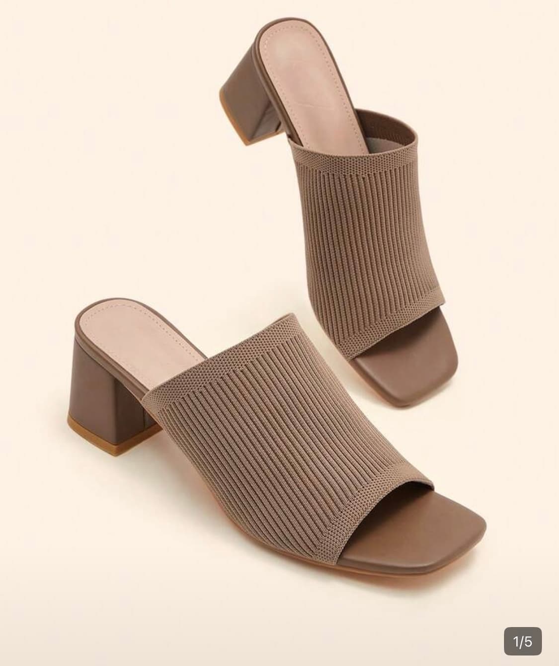 새상품 브라운 니트 힐 슬리퍼 235 상품이미지1