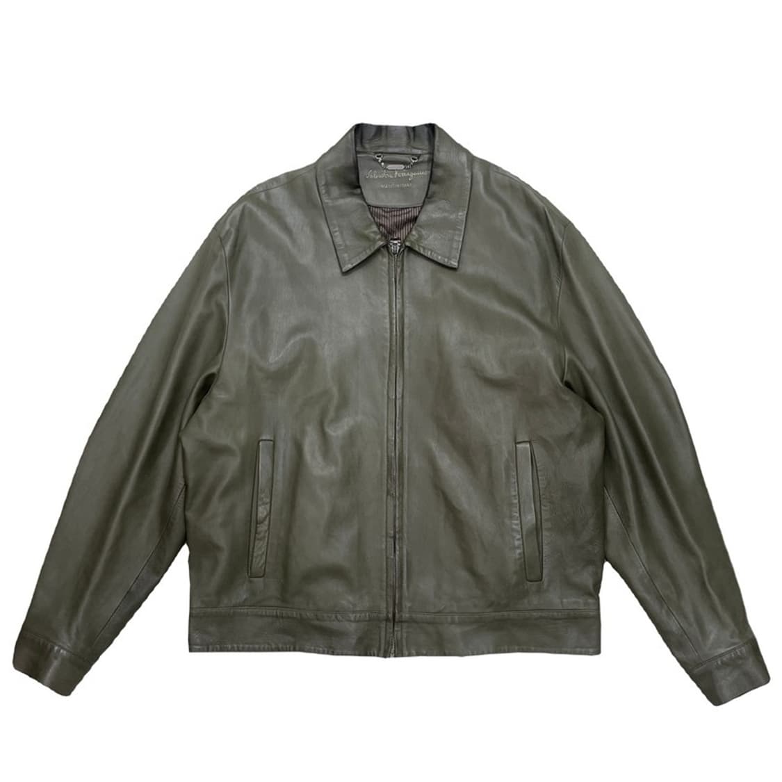 Salvatore FERRAGAMO 레더 자켓 카키 50 상품이미지1