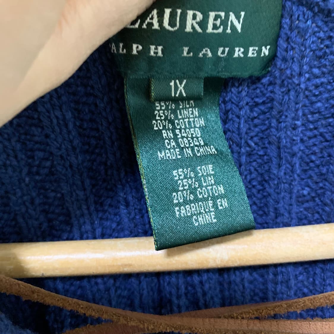 로렌 랄프로렌 아일렛 레이스업 골지 니트 블루 여성 상품이미지3