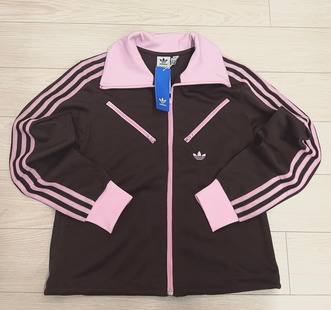 (L/새상품)아디다스 트랙탑 오리지널스 크롭 져지 트랙자켓 브라운 핑크 상품이미지1