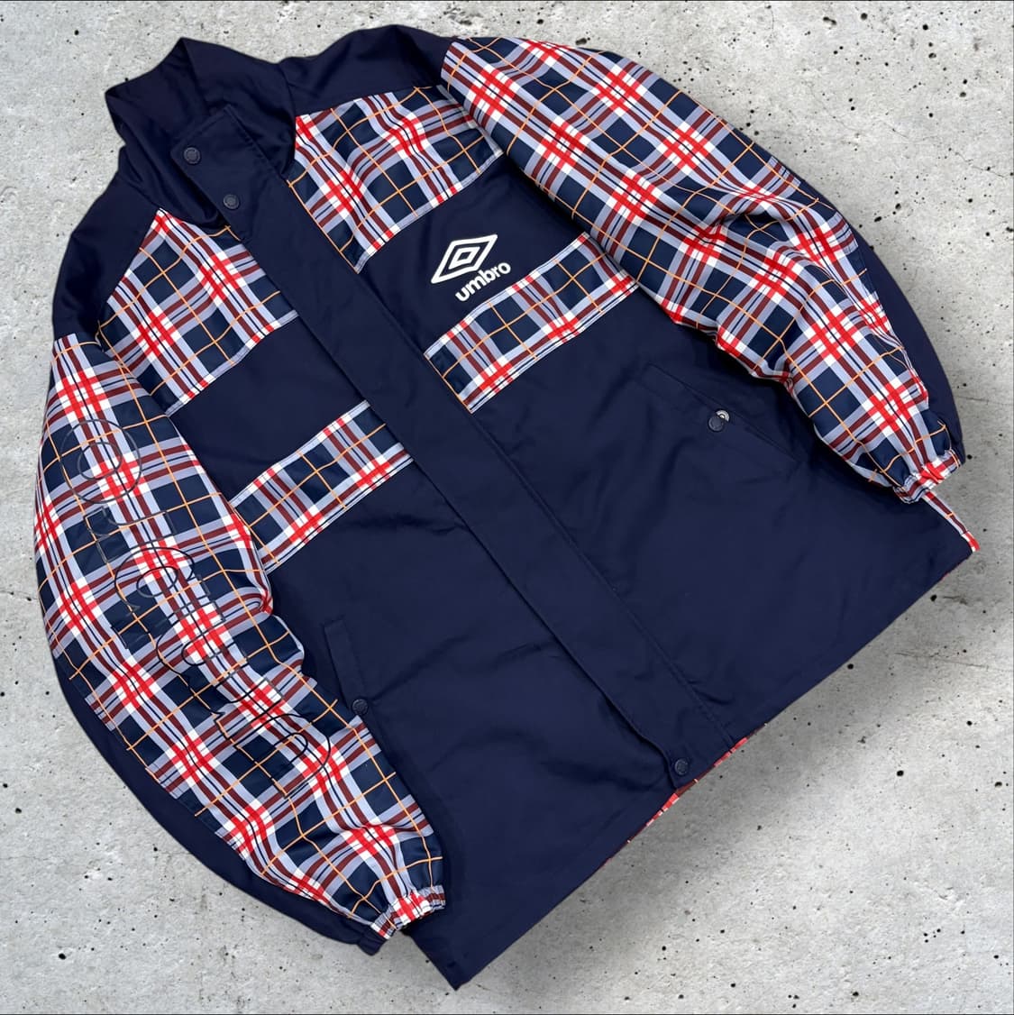 [95] 엄브로 네이비 체크 바람막이 자켓 B968 상품이미지1