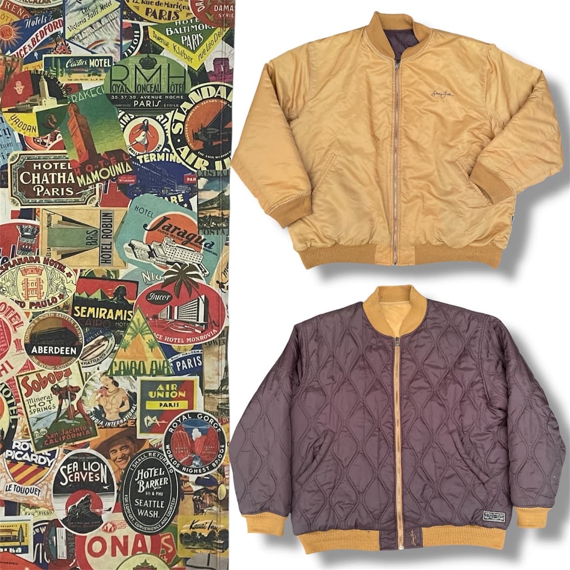 90s 션존 리버시블 퀼팅 봄버 자켓 올드스쿨 점퍼 ma-1 마원 XXL 상품이미지1