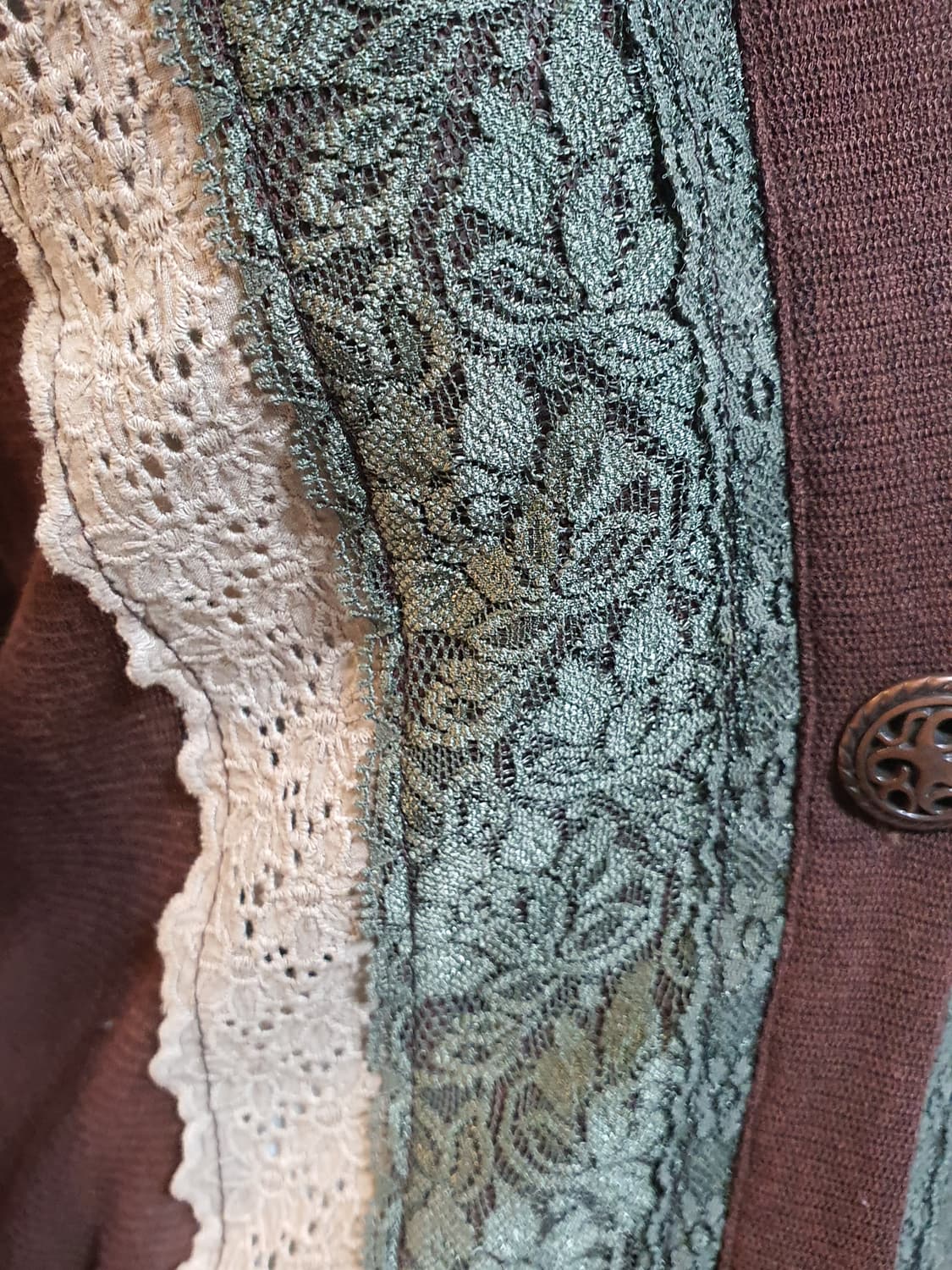 [빈티지] 페니스넥 레이스 장식 브라운 가디건 상품이미지5