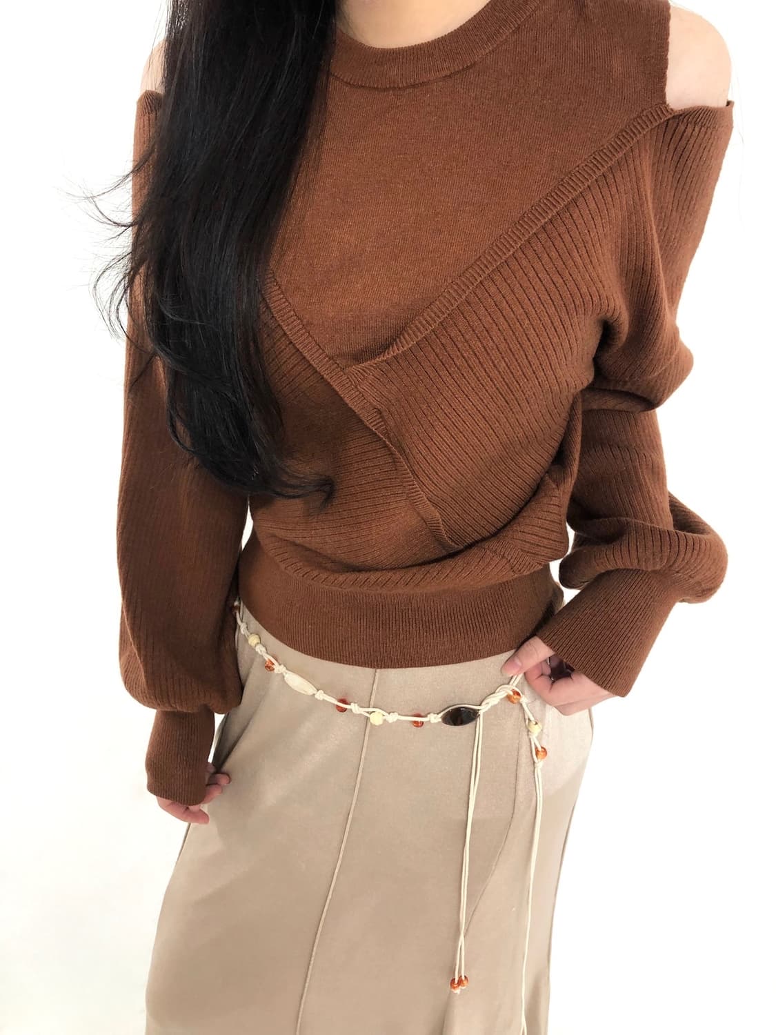 Seam Detail Brown Knit 상품이미지4