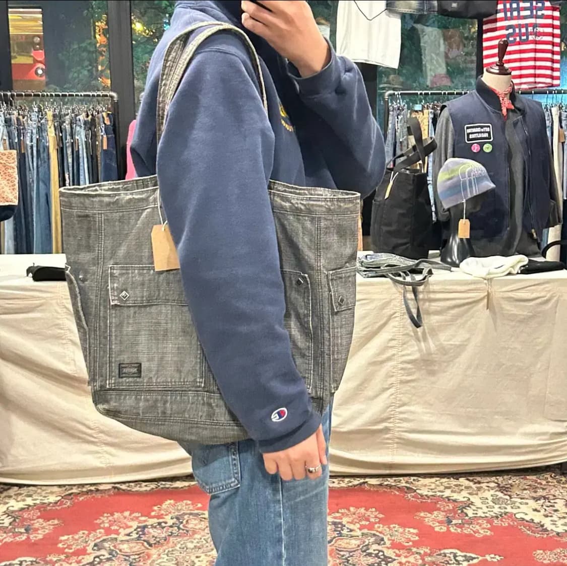 요시다 포터 온스 코튼 블랙 데님 숄더백 토트백 P55 상품이미지10