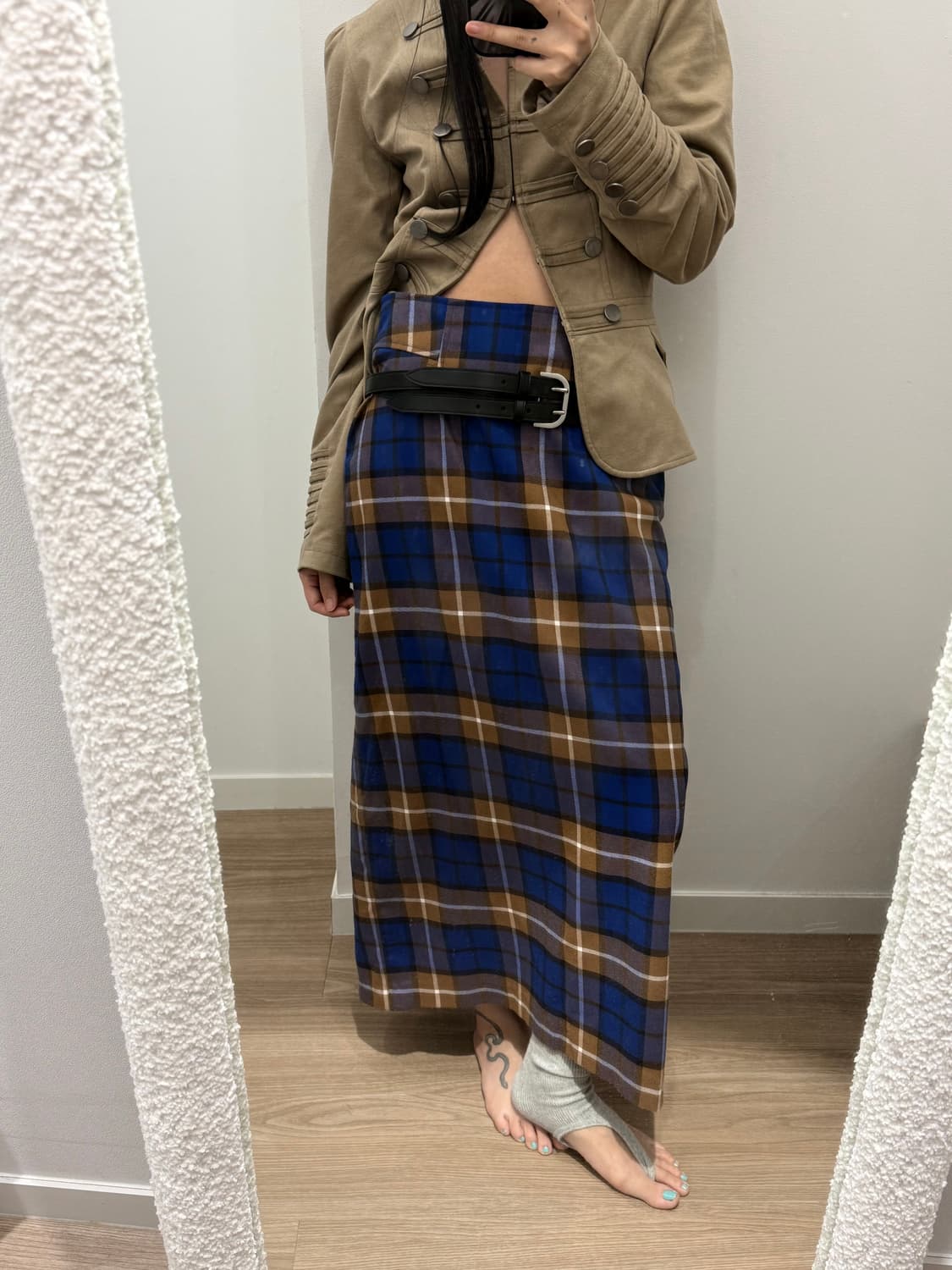 빈티지 체크 롱 스커트 상품이미지3