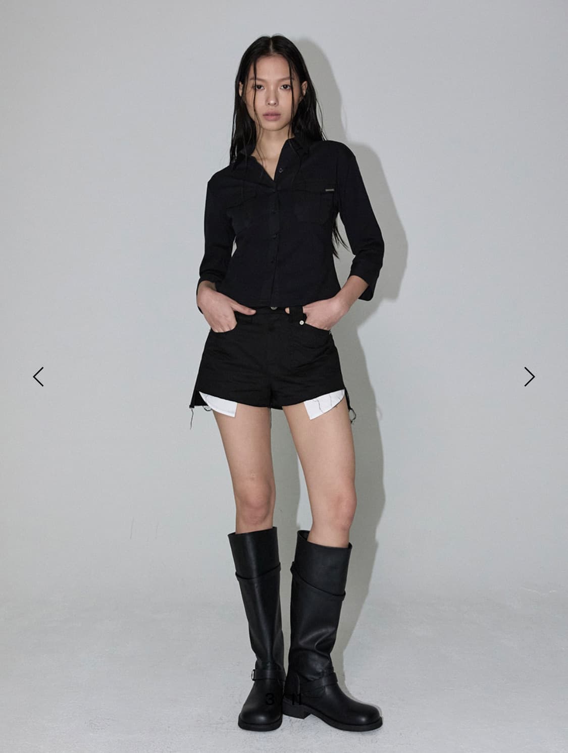 이네기 Sleek Pocket Shirt (BLACK) 상품이미지2