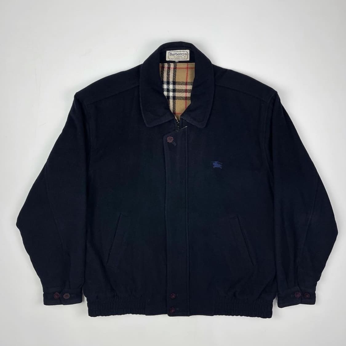 버버리 안감체크 네이비 모직 블루종 상품이미지1