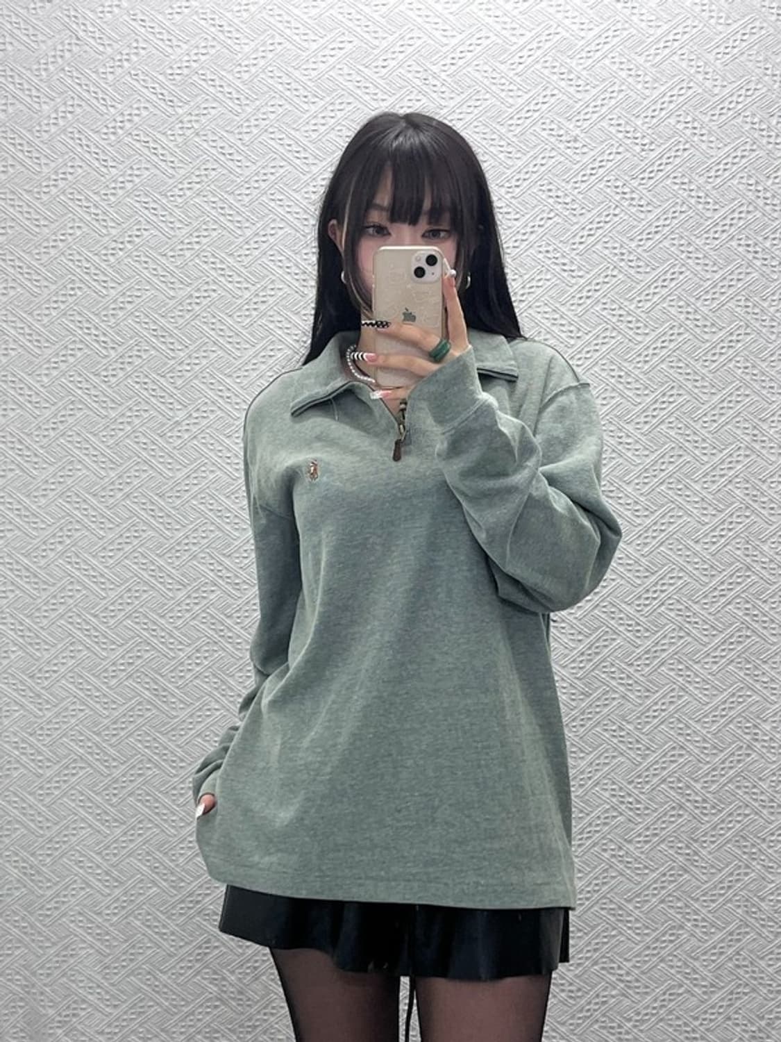 폴로 랄프로렌 빈티지 피스타치오그린 반집업 니트 L C10452 상품이미지1