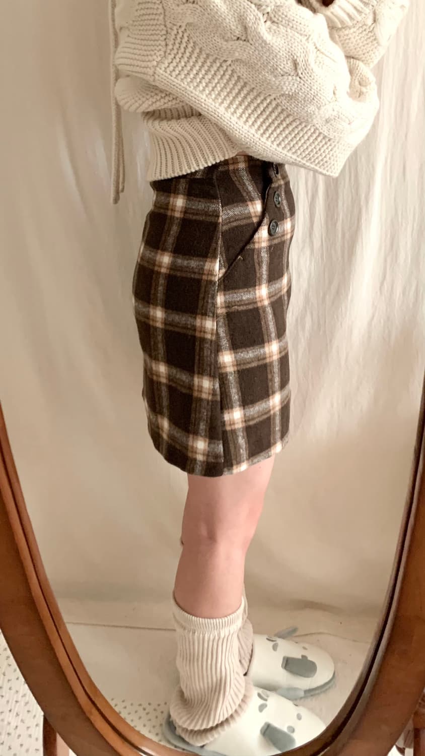 ingni 사선 버튼 체크 스커트 상품이미지4