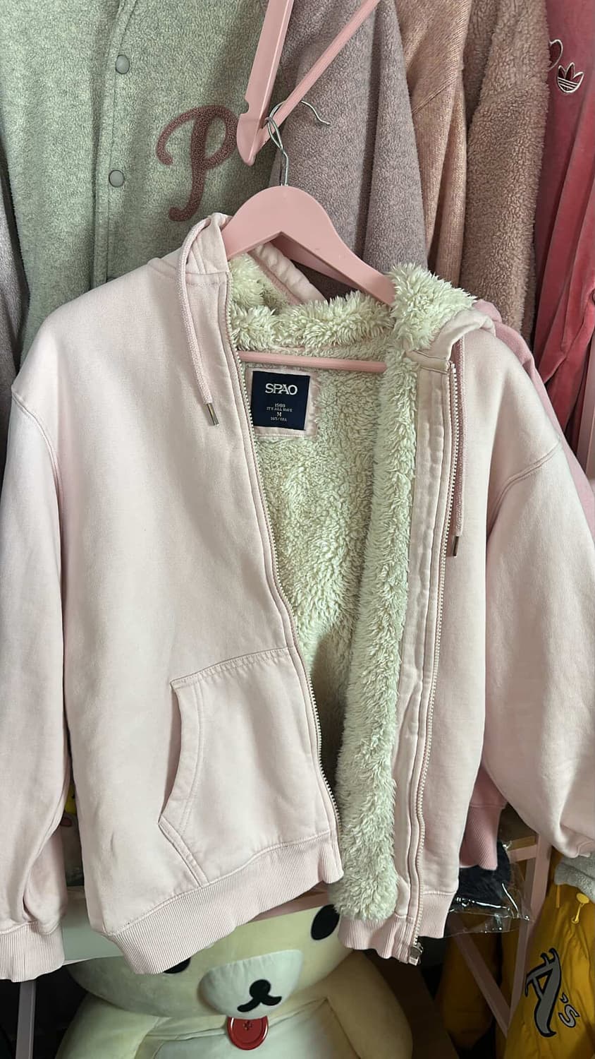 빈티지 스파오 양털 딸기우유 후드집업 상품이미지1