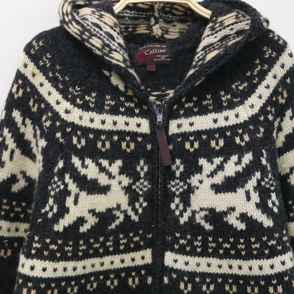 COLLINS 노르딕 후드 울 니트 집업 61766 상품이미지5