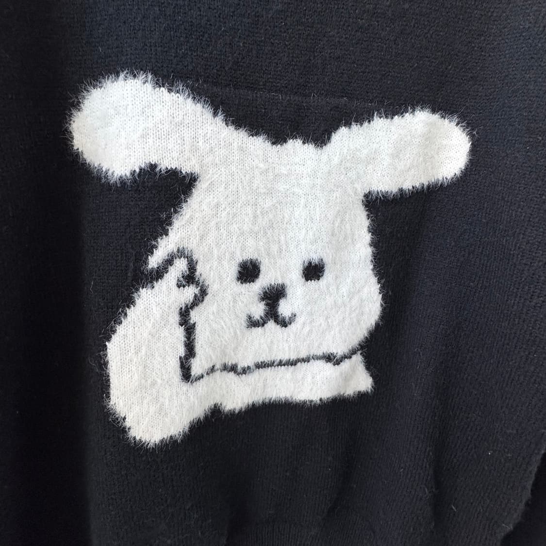 블랙 화이트 토끼패턴 니트 긴팔 스웨터 상품이미지5