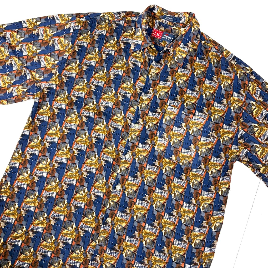 CM SPORTS 네이비 패턴 하와이안 셔츠 L 상품이미지4