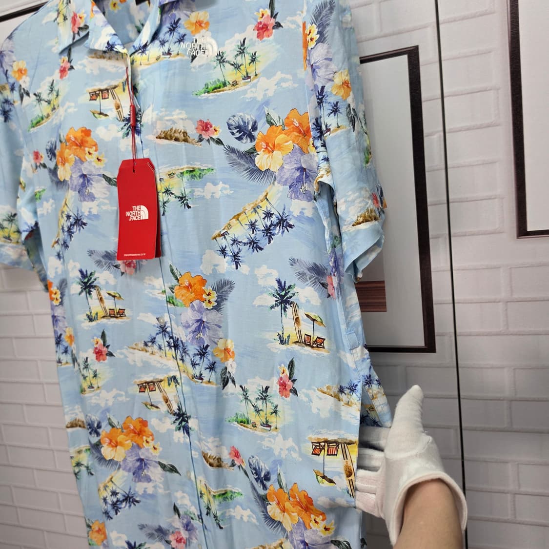 노스페이스 홀리데이 하와이안 반팔 셔츠 롱원피스 L 95사이즈 새상품 상품이미지4