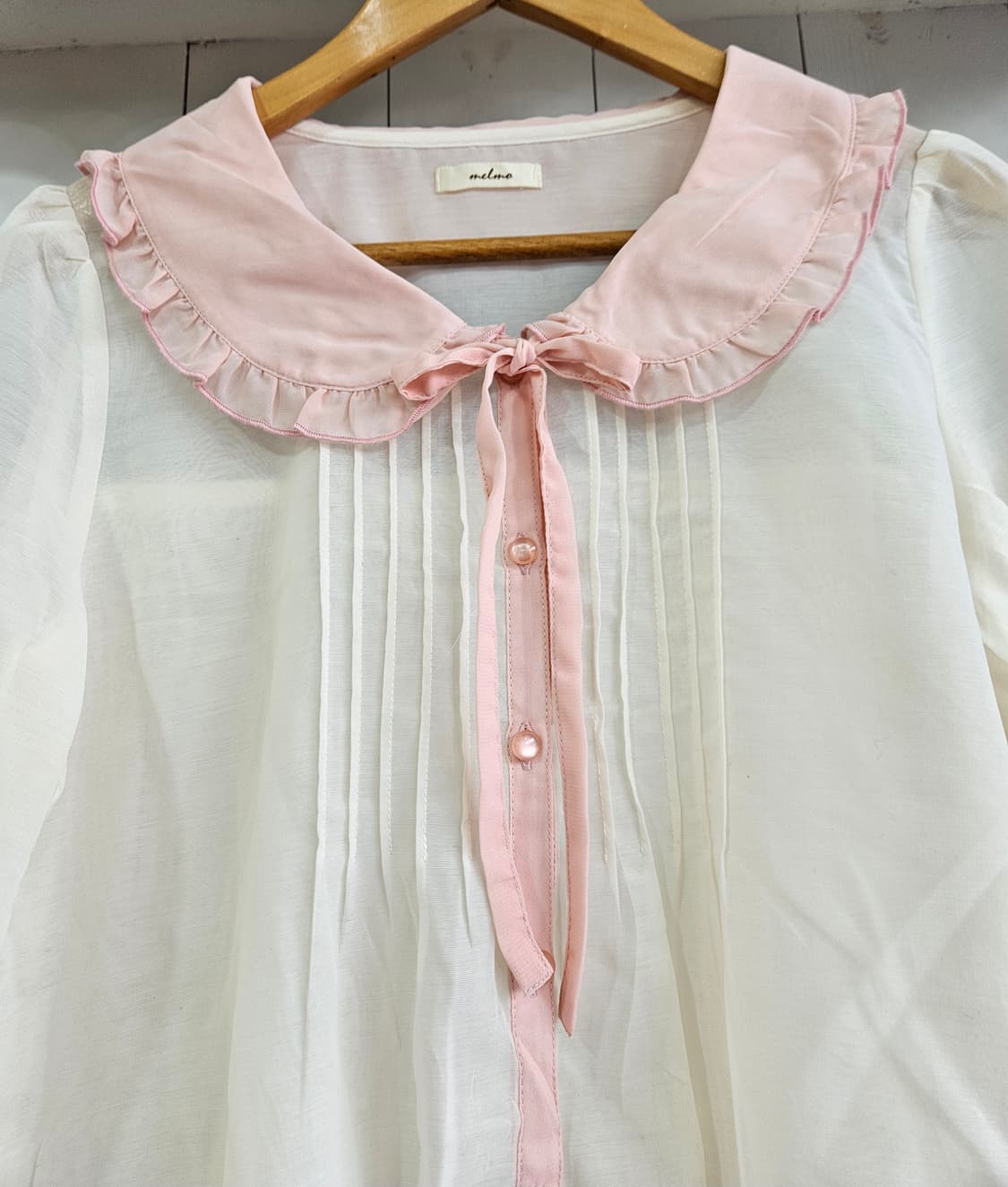 핑크 카라 러블리 블라우스 7부 상품이미지3