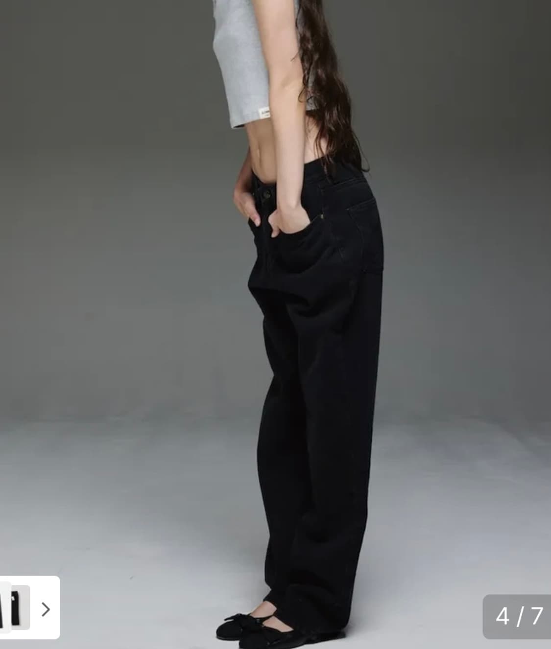 글로니 블랙 데님 팬츠 상품이미지2