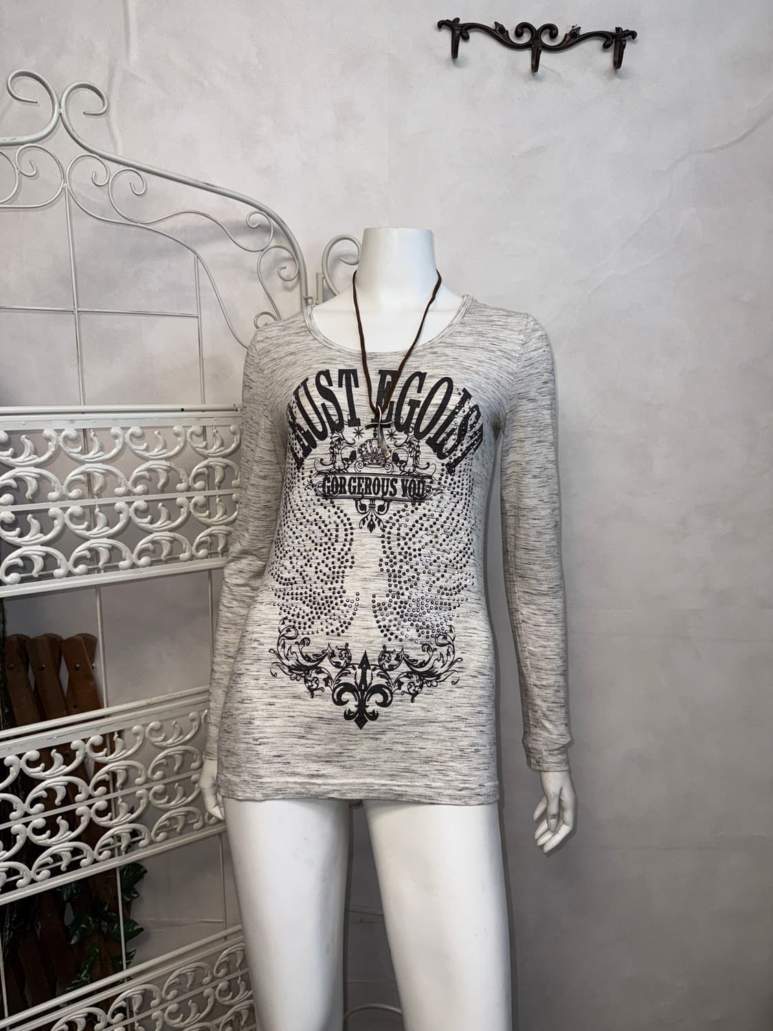 Egoist white melange oriental punk 긴팔티  상품이미지5