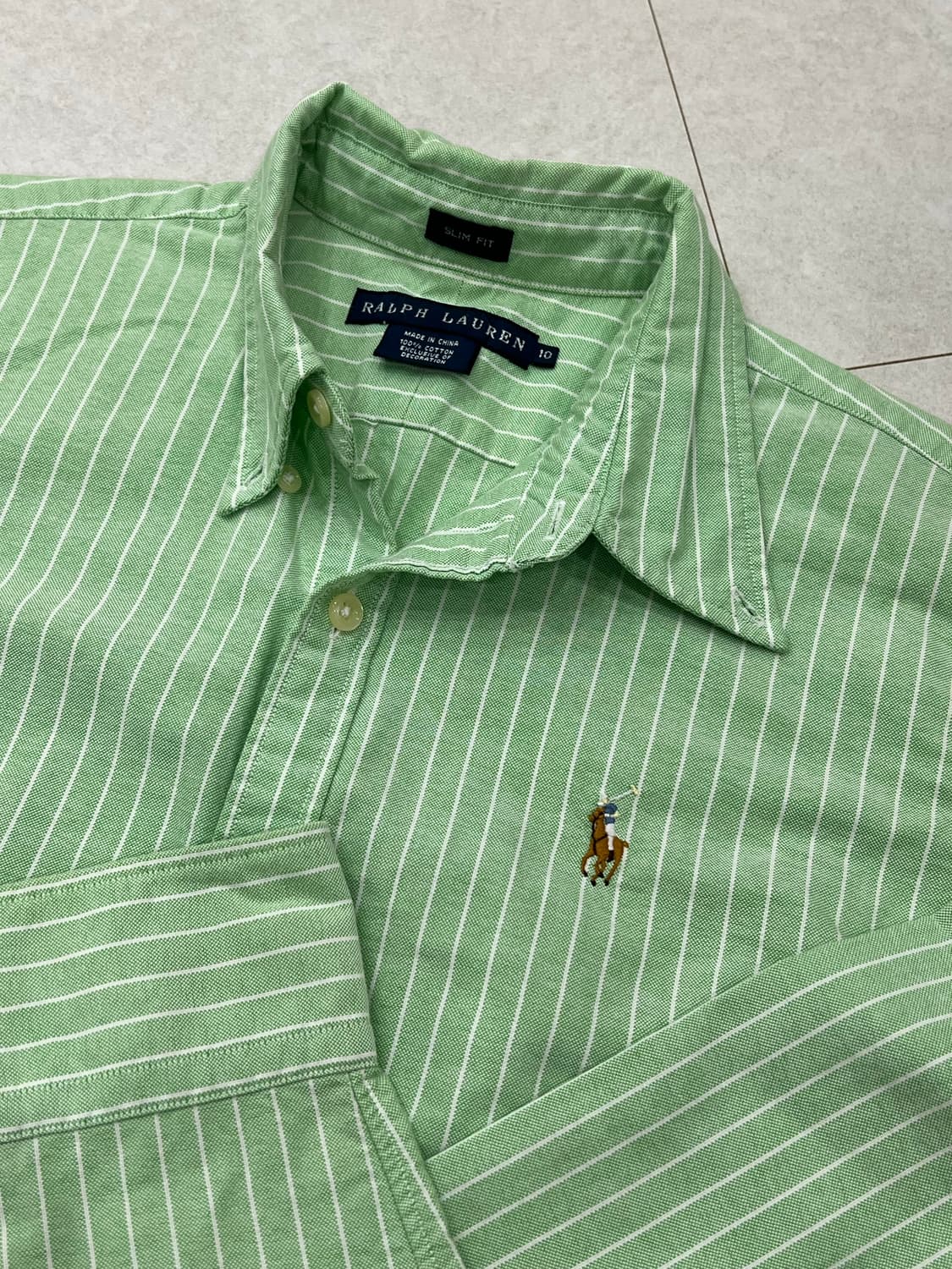 폴로 랄프로렌 멀티 민트 스트라이프 셔츠 (여성 슬림핏) 상품이미지1