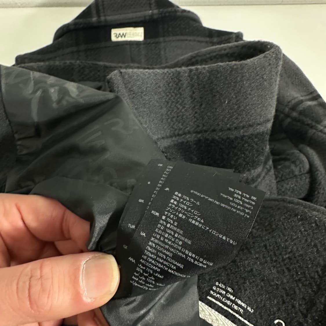 S 지스타로우 GSTAR 그레이 체크 더블 하프코트 상품이미지10