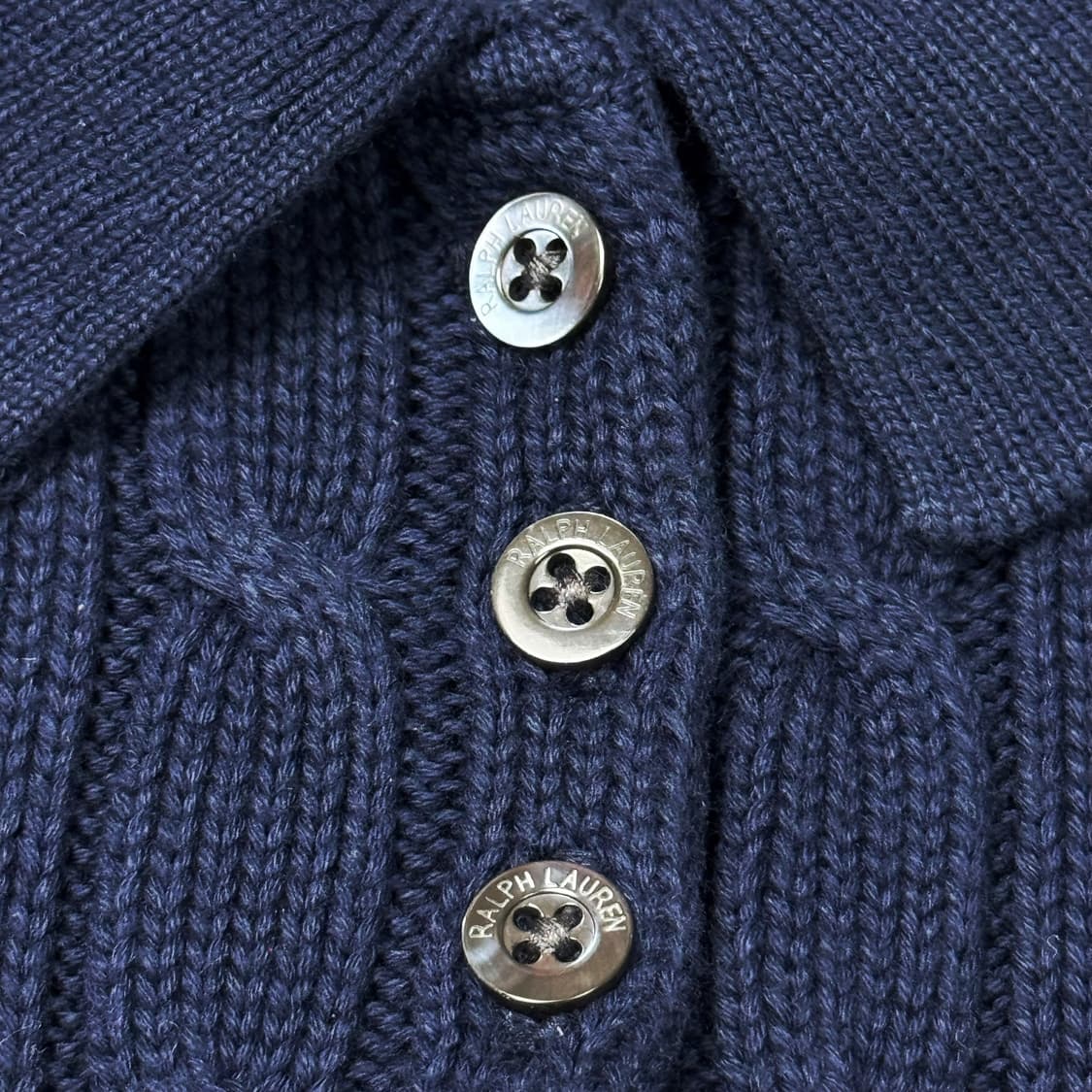 (M) 폴로 랄프로렌 여성 케이블 반팔 니트 네이비 상품이미지5
