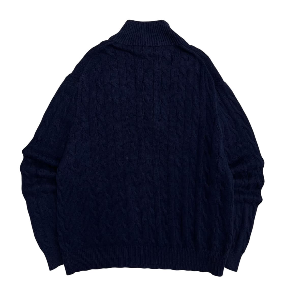 폴로 랄프로렌 레드포니 네이비 꽈배기 니트 반집업 L 상품이미지4