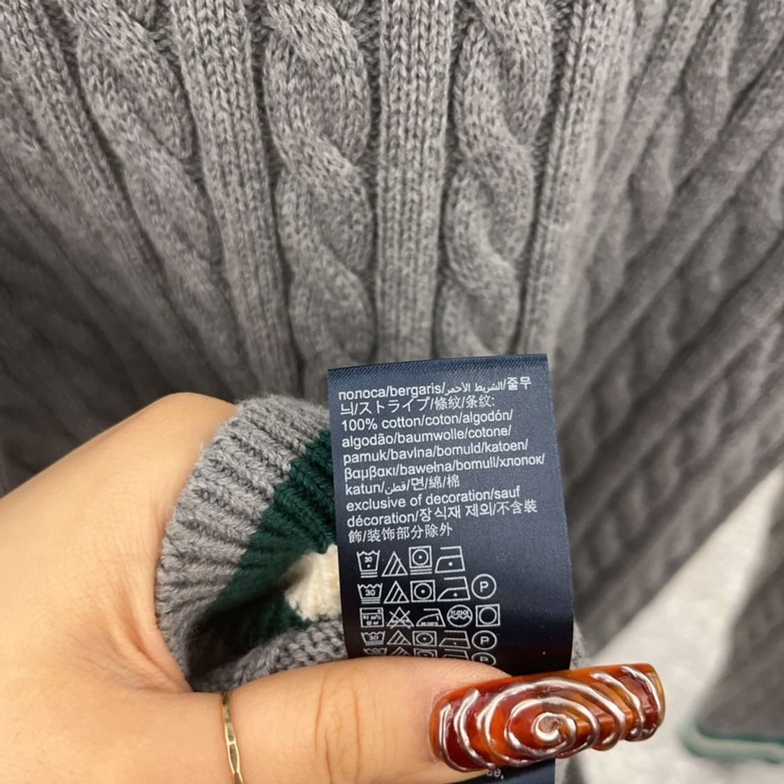 타미힐피거 빈티지 레트로 캐주얼 배색 꽈배기 니트 176 C09552 상품이미지6