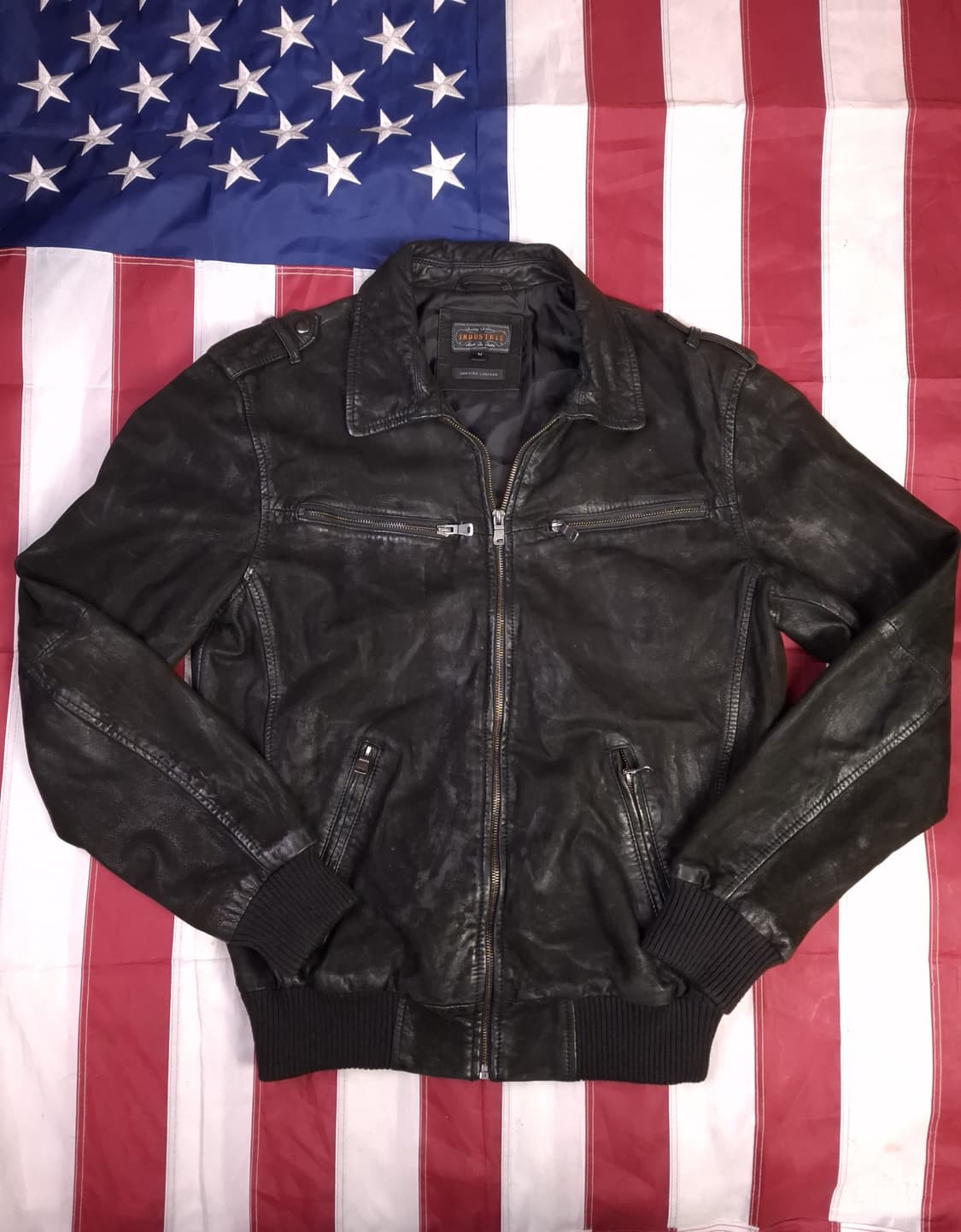 오리지날 인더스트리 리얼 레더 블랙 봄버 상품이미지1