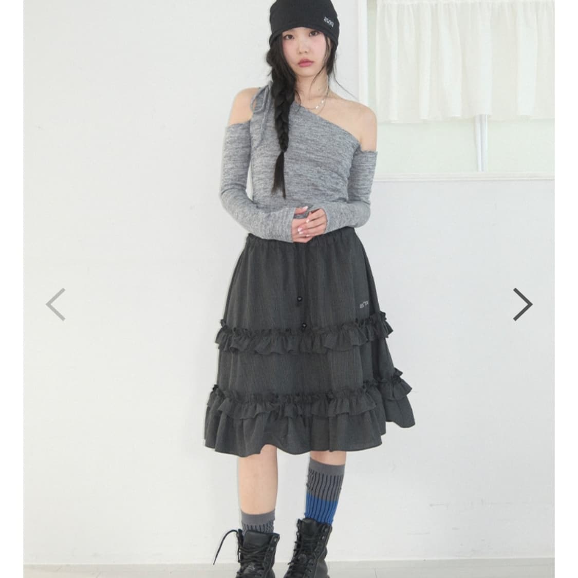 ason 애즈온 체크 캉캉 미디스커트 상품이미지2