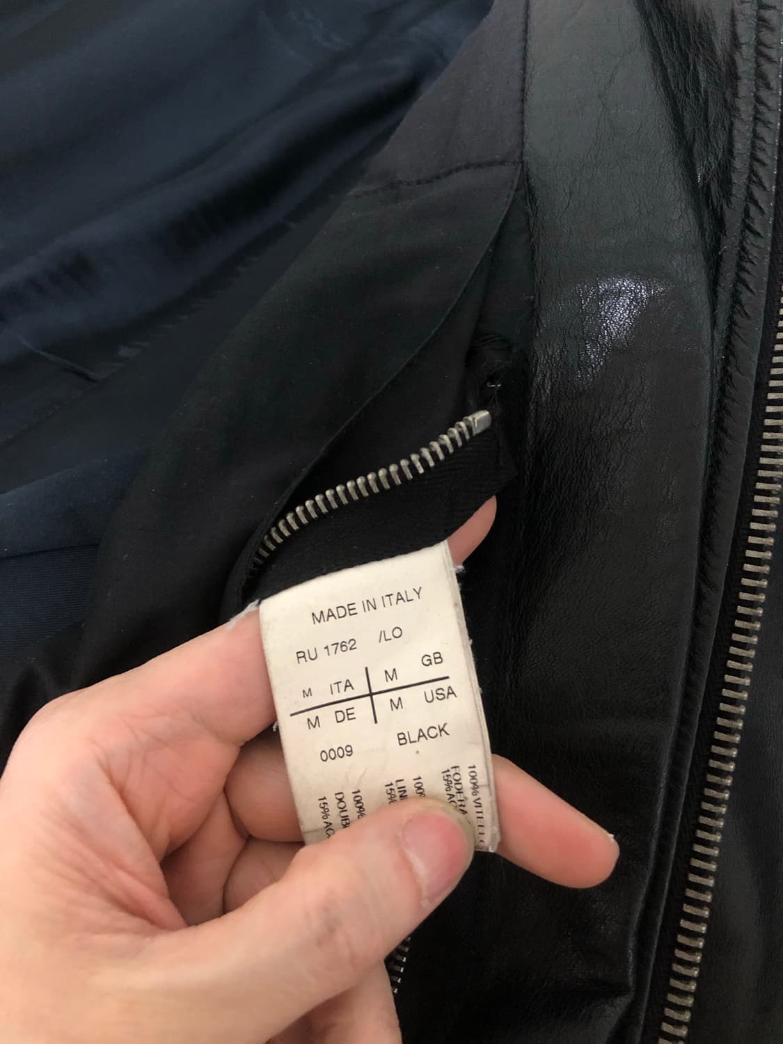 릭오웬스 오일드 카프 몰리노 레더자켓 M 상품이미지8