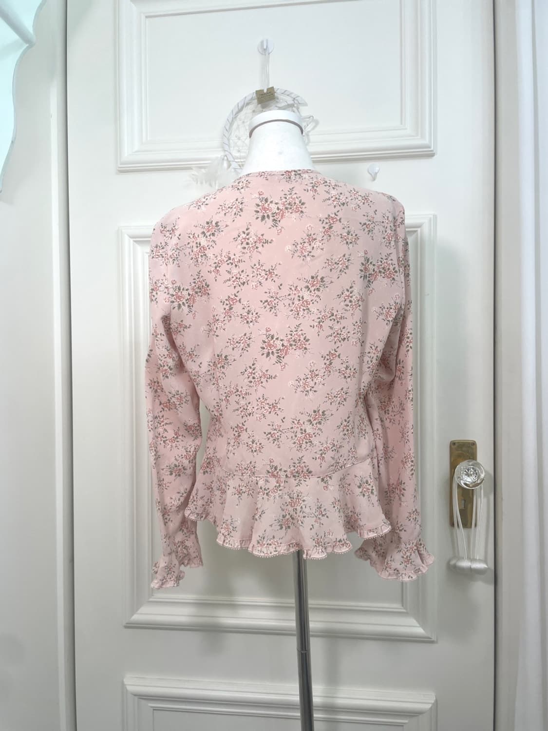 pink flower garden bow point blouse 상품이미지3
