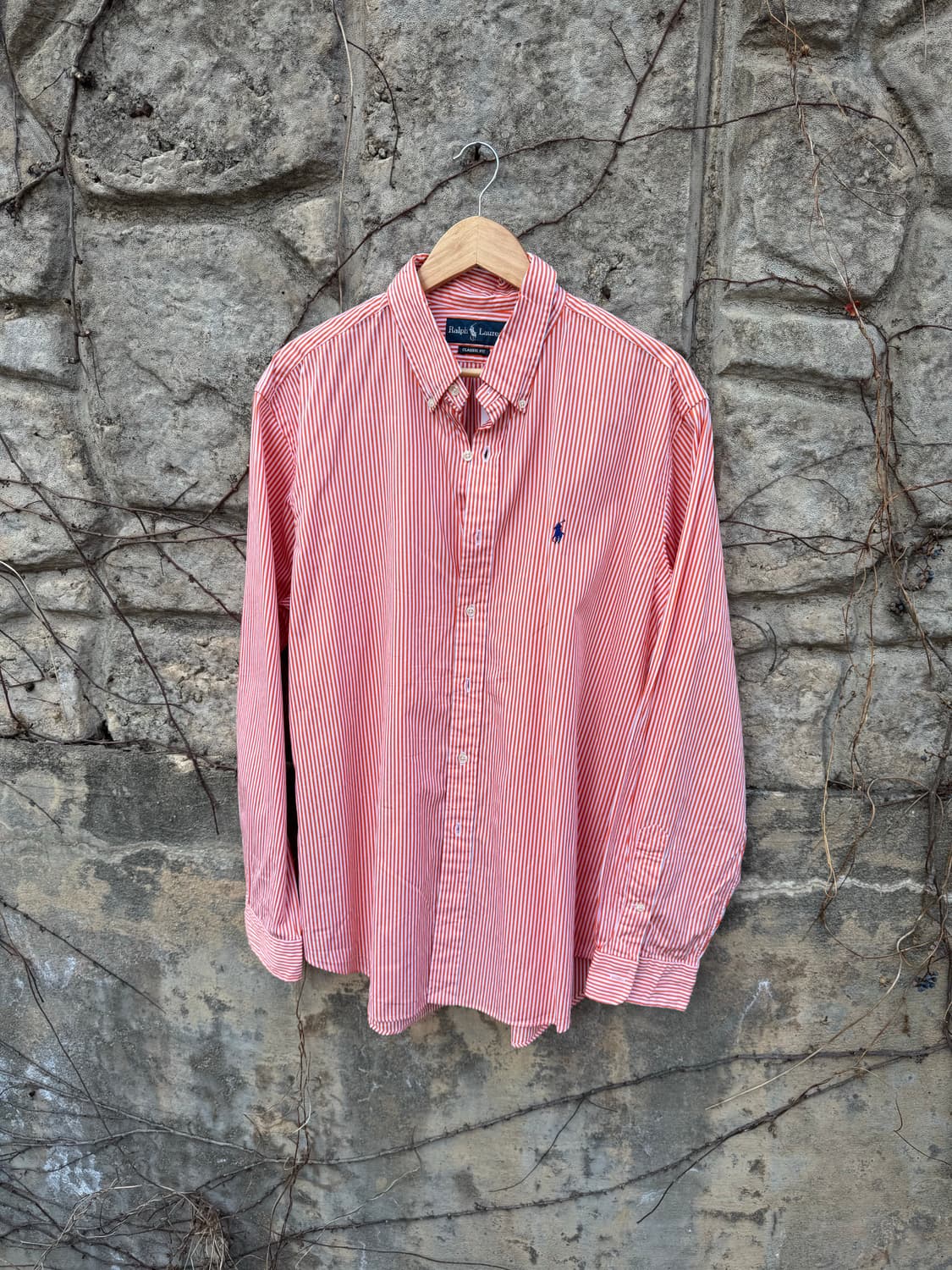 폴로 랄프로렌 빈티지 오렌지 스트라이프 코튼 셔츠 xl 상품이미지1