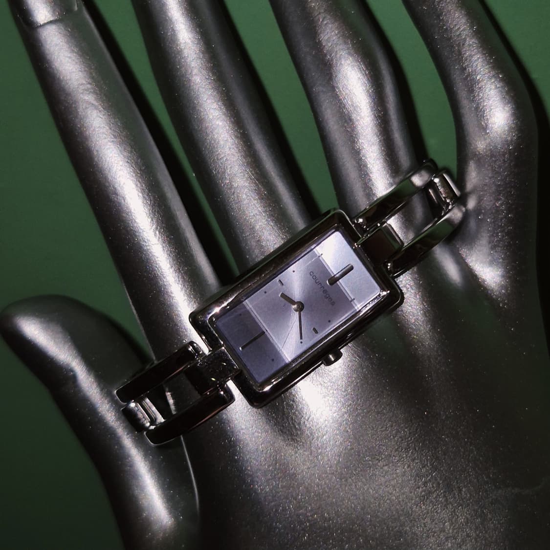 90s 꾸레쥬 스페이스 에이지 아쿠아 스퀘어 시계 상품이미지7