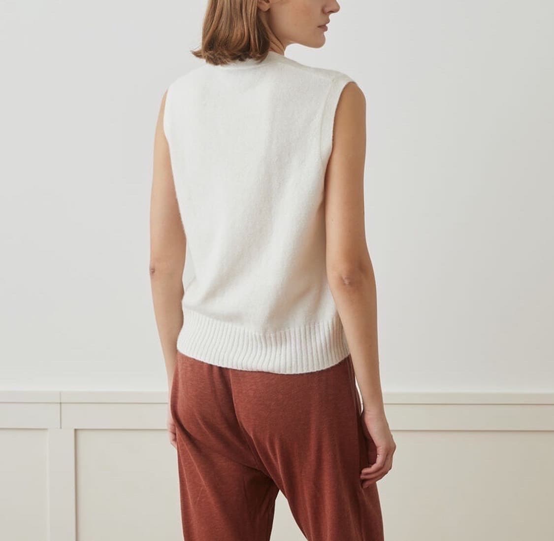 (정품/새상품) 제임스펄스 여성 캐시미어 니트 베스트 아이보리 상품이미지6