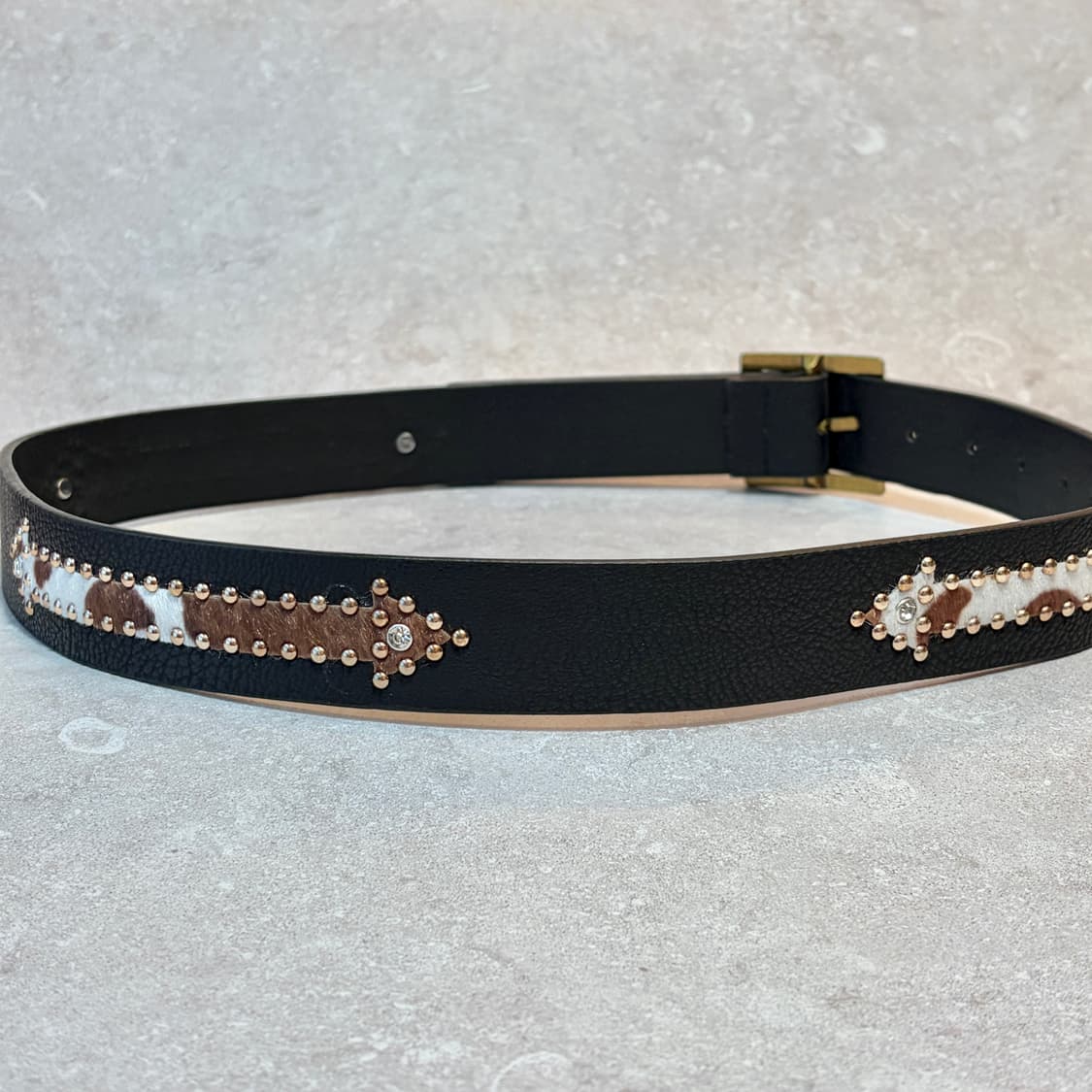 Oribell 에스닉 카우 송치털 애로우 스터드 y2k 웨스턴 가죽 벨트 상품이미지7