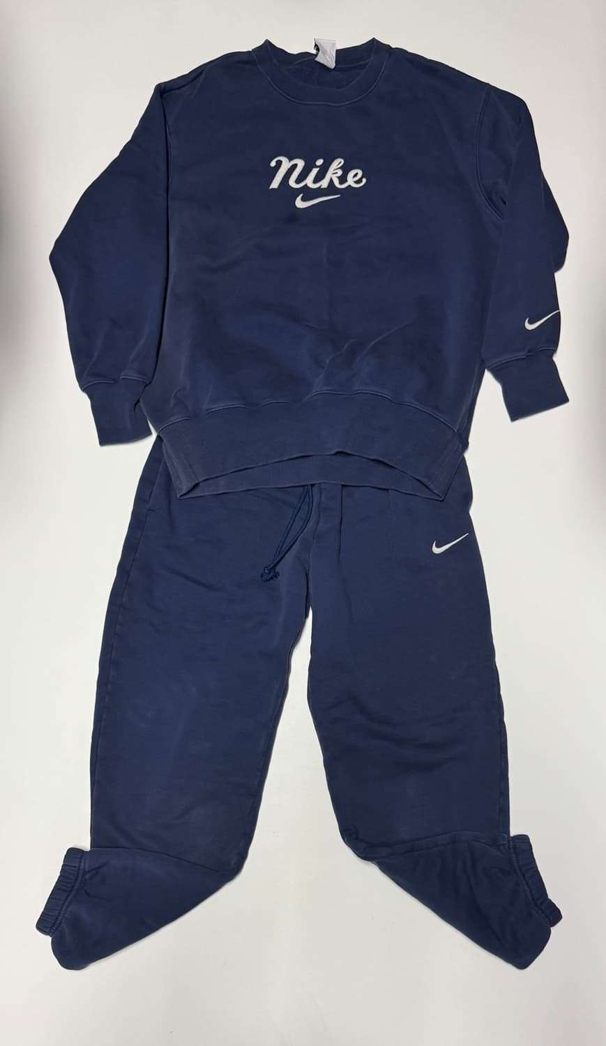 여성 나이키 기모 오버핏 맨투맨 22년도 트레이닝 세트 S 네이비 상품이미지1