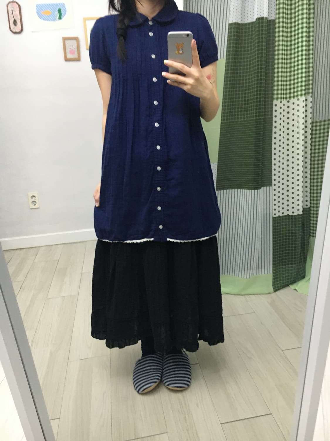 네이비 둥근 카라 반소매 원피스 상품이미지7