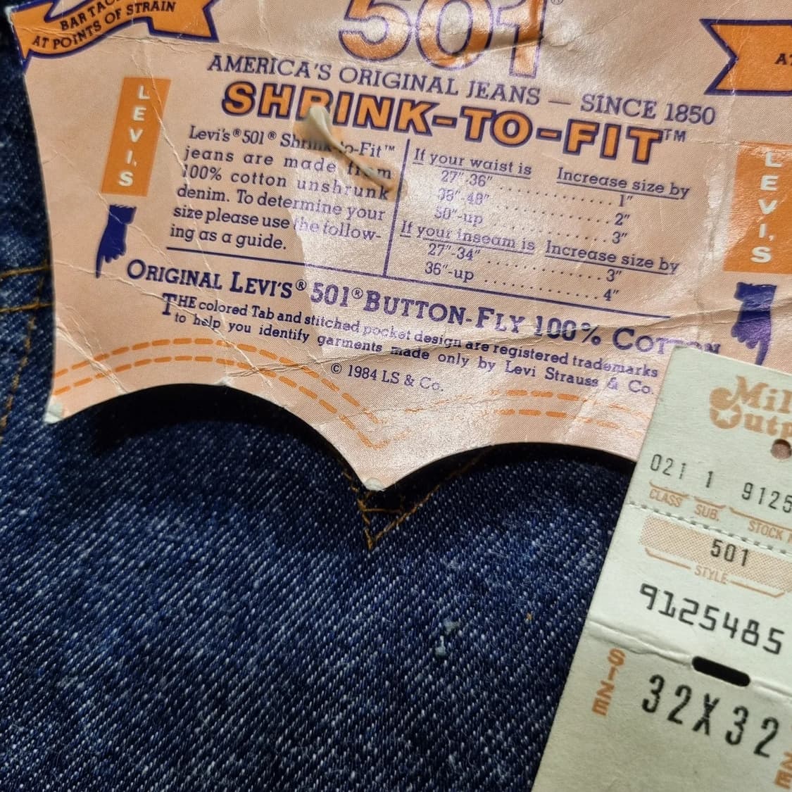 USA 리바이스 1984 논셀비지 501 32/32 준신품 상품이미지10